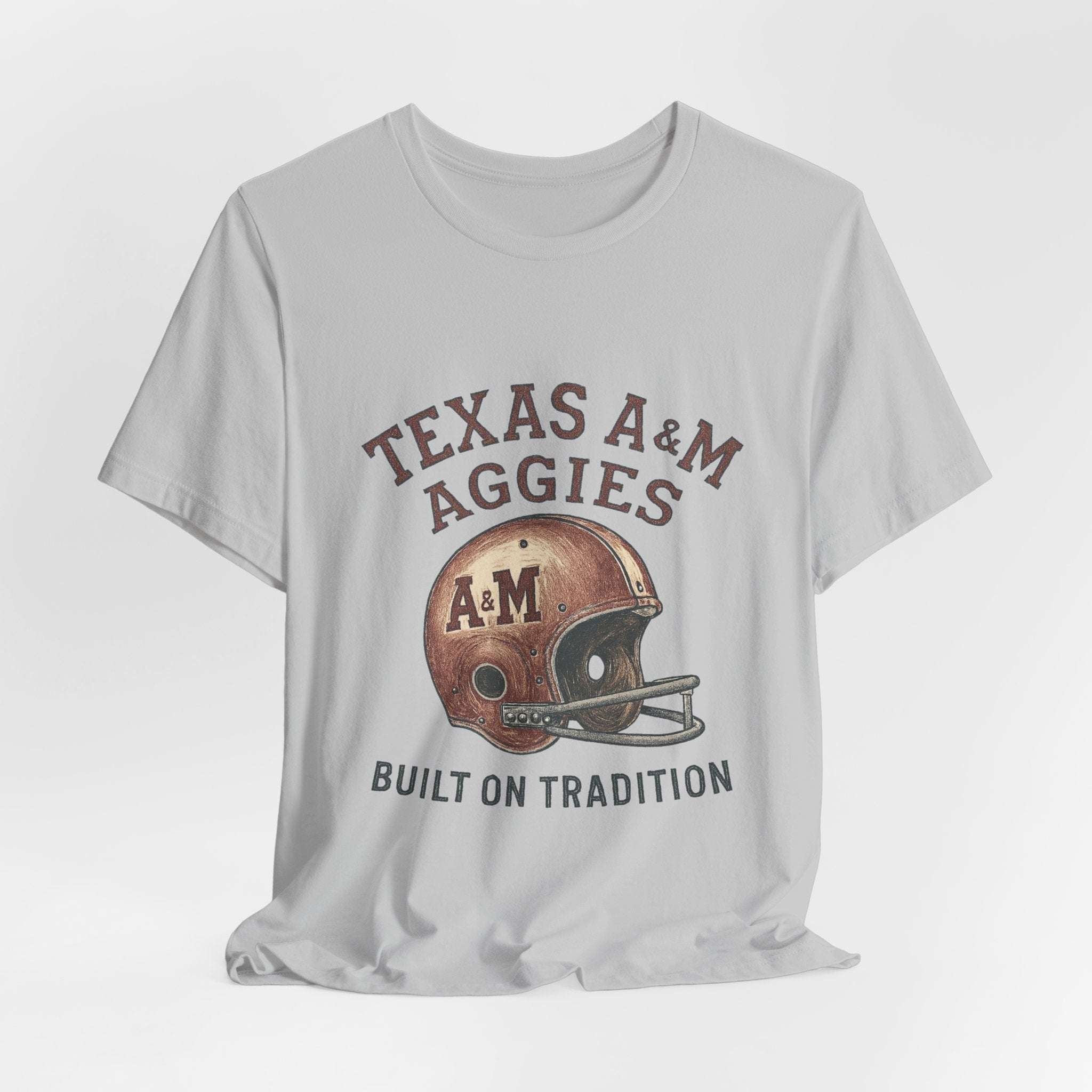 “Texas A&M Aggies Vintage Helmet T-Shirt – Built on Tradition Game Day Shirt”.