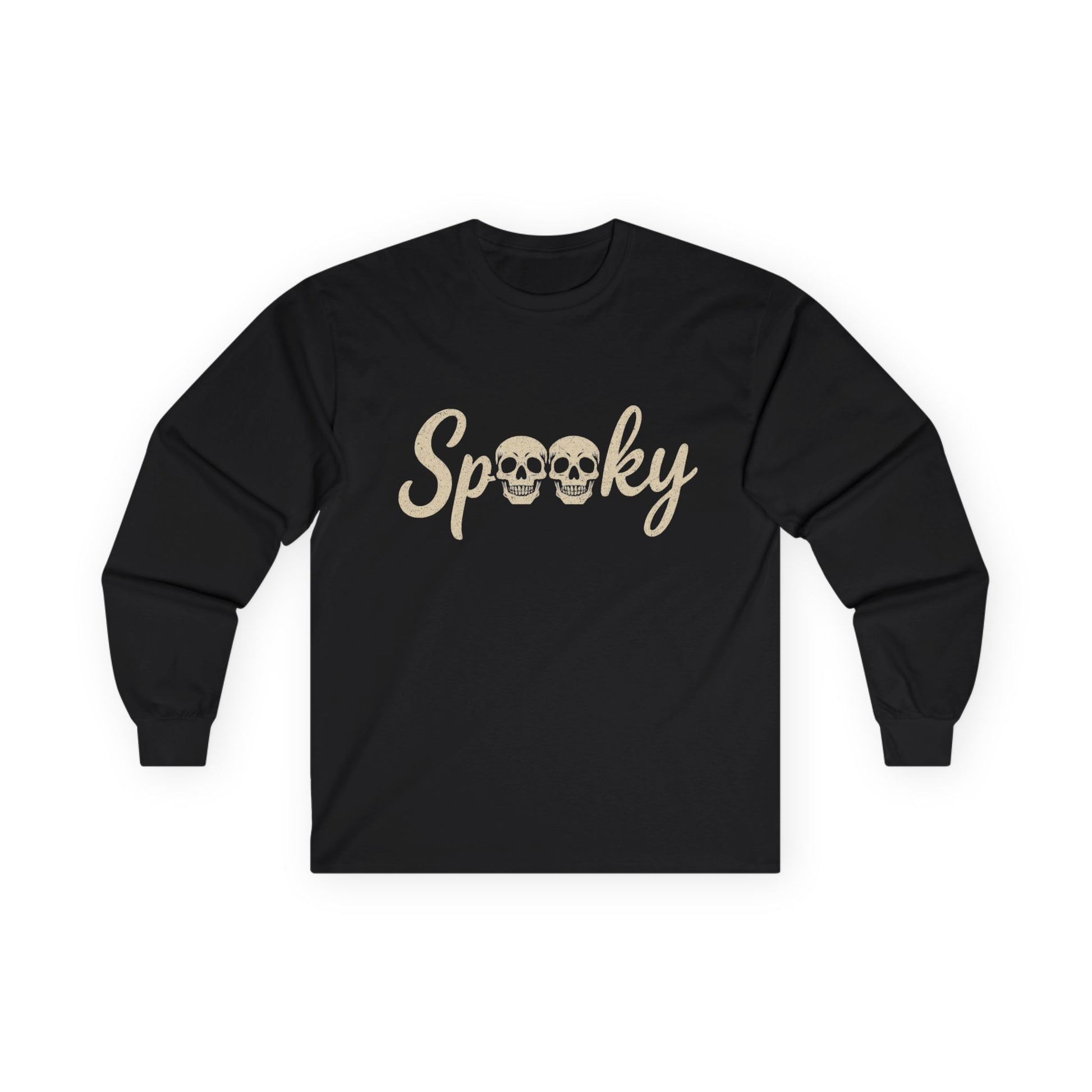 Black long sleeve shirt with vintage Spooky skull Halloween graphic – Antler & Ivy
