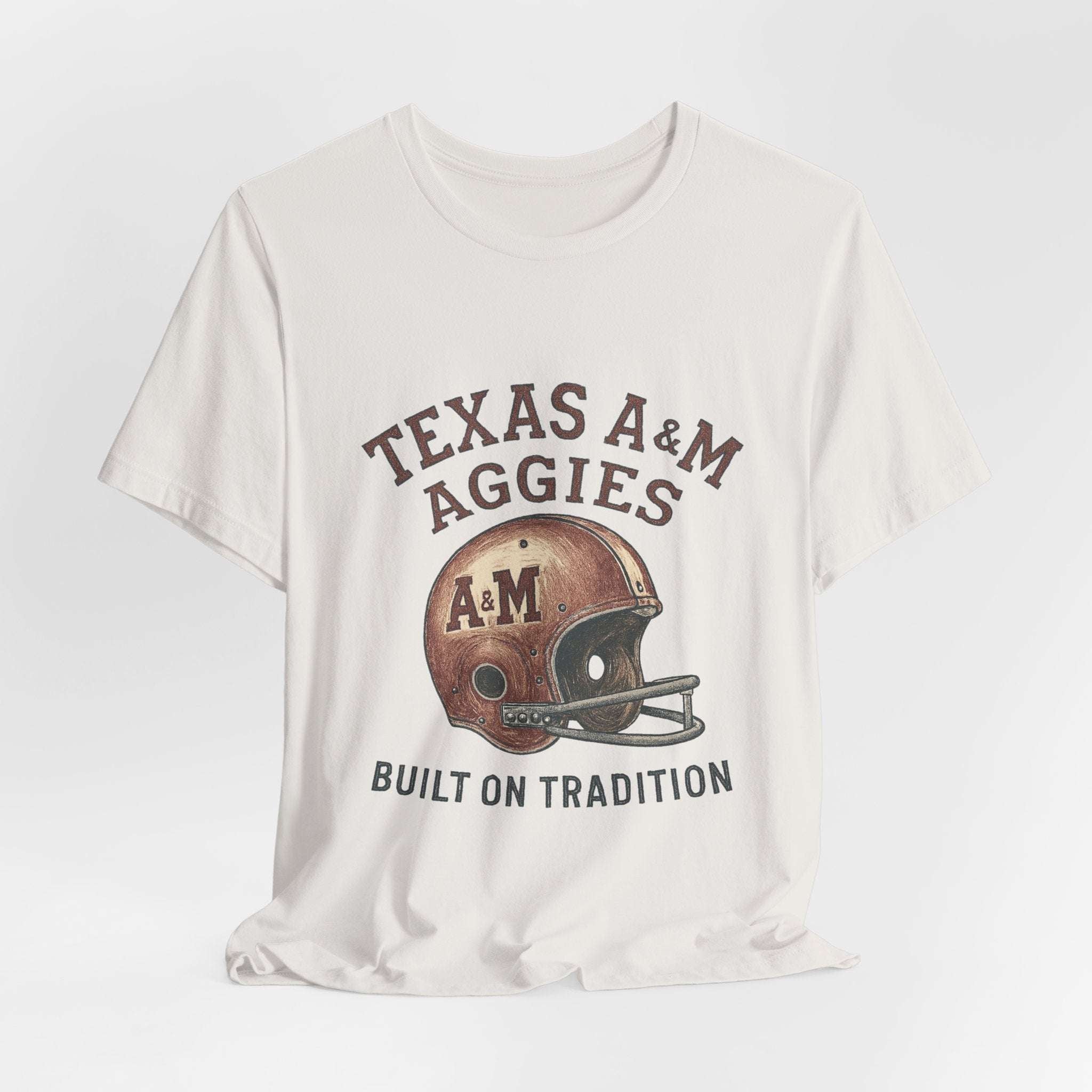 “Texas A&M Aggies Vintage Helmet T-Shirt – Built on Tradition Game Day Shirt”.