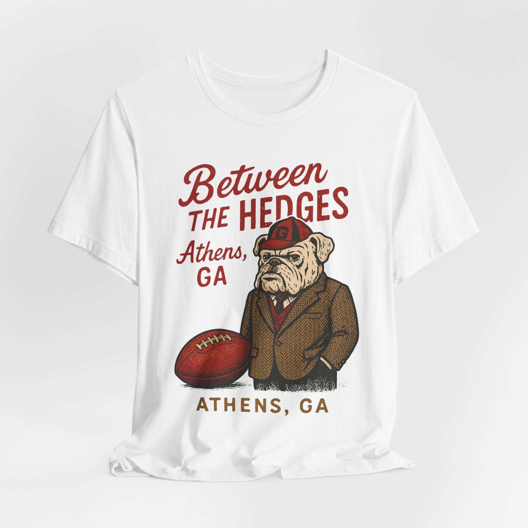 Between the Hedges Athens GA Game Day Tee”.