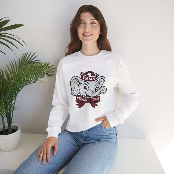 Alabama Crimson Tide sweatshirt with vintage Big Al elephant mascot graphic in crimson
