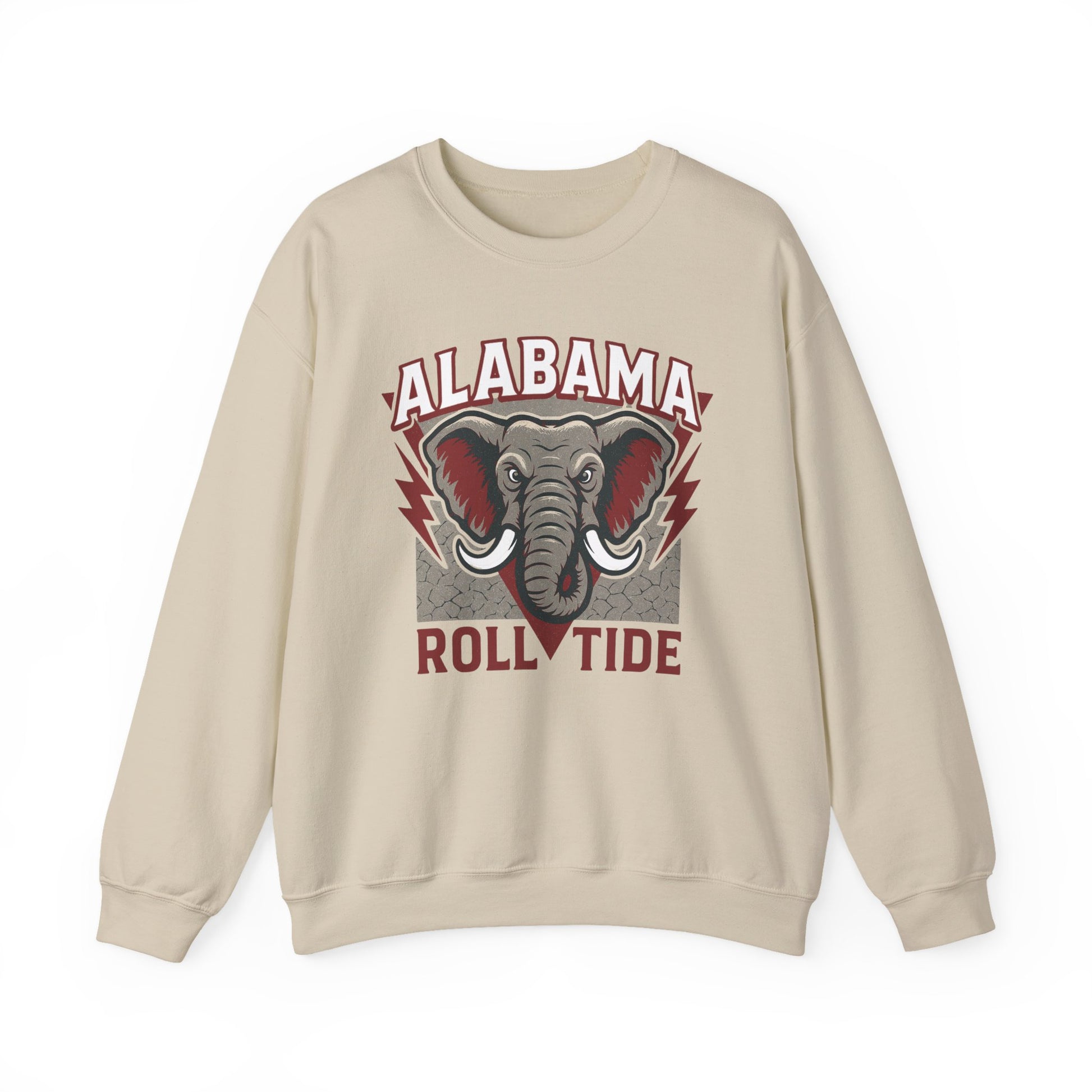 White Alabama Crimson Tide sweatshirt with vintage elephant mascot graphic and Roll Tide text – Antler & Ivy