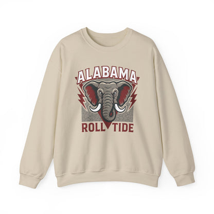 White Alabama Crimson Tide sweatshirt with vintage elephant mascot graphic and Roll Tide text – Antler & Ivy
