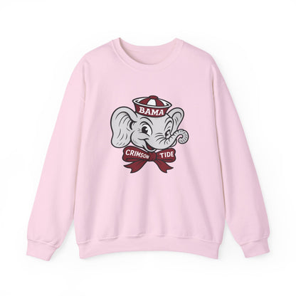 Unisex Alabama gameday sweatshirt in white with retro mascot design for men and women