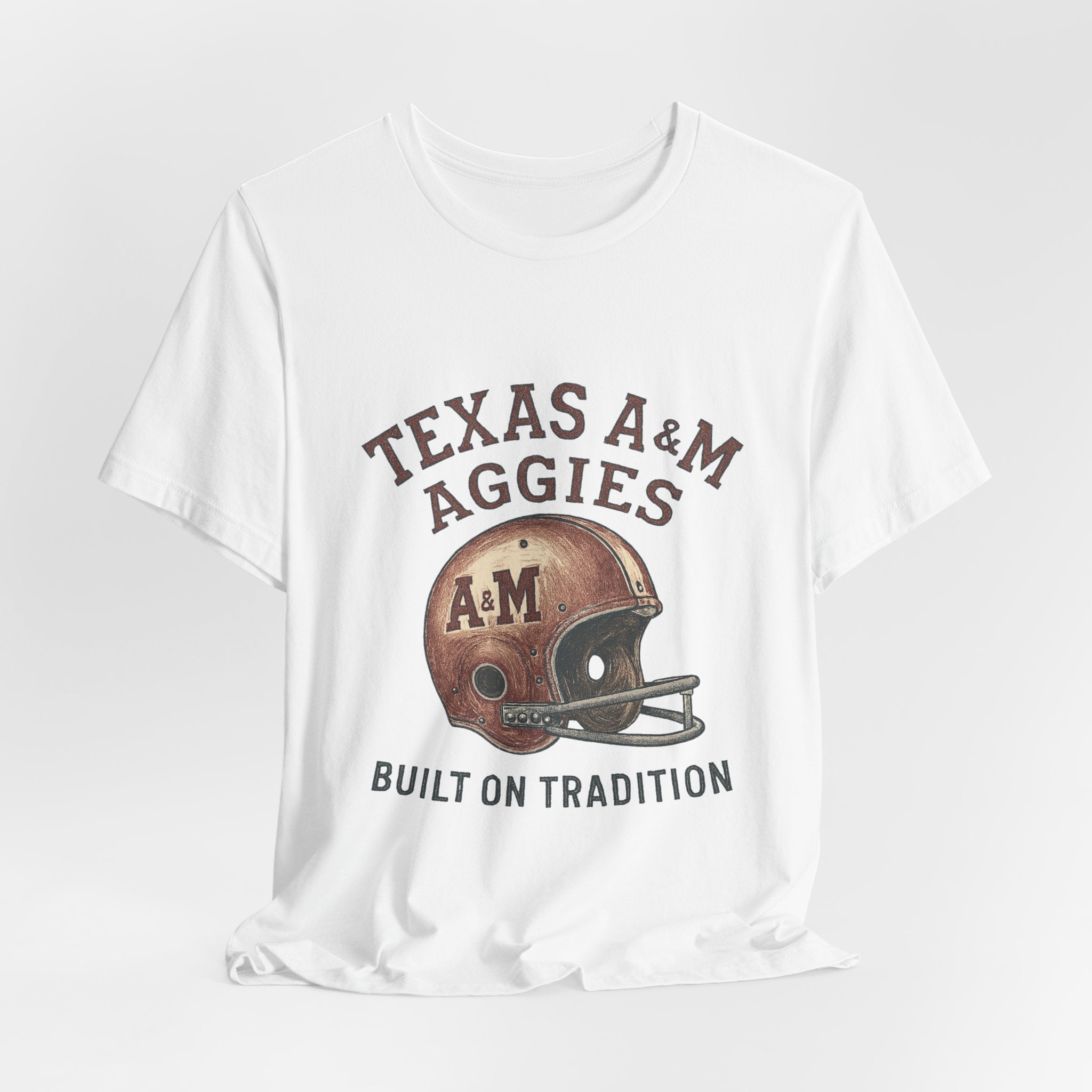 “Texas A&M Aggies Vintage Helmet T-Shirt – Built on Tradition Game Day Shirt”.