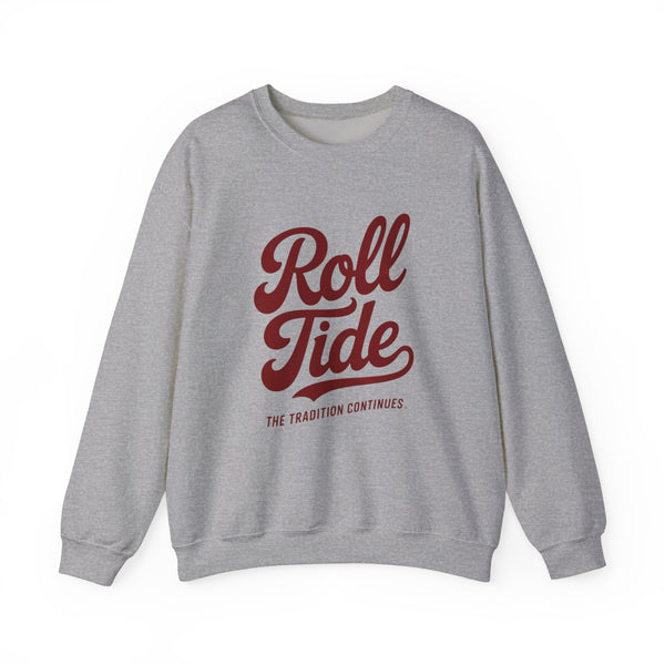 GrayAlabama Roll Tide sweatshirt with crimson script and The Tradition Continues graphic – Antler & Ivy