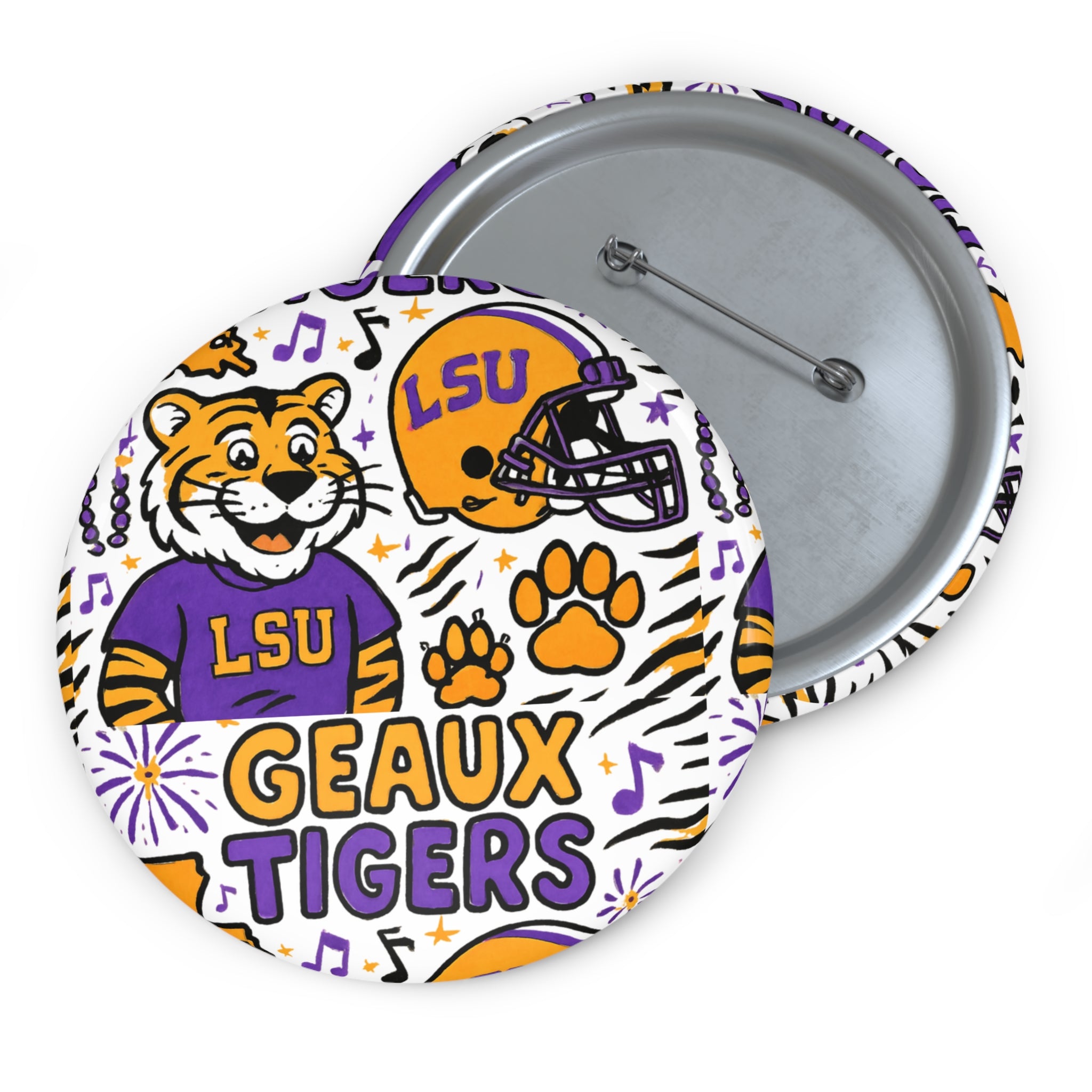 Pin Buttons LSU Geaux Tigers Game Day