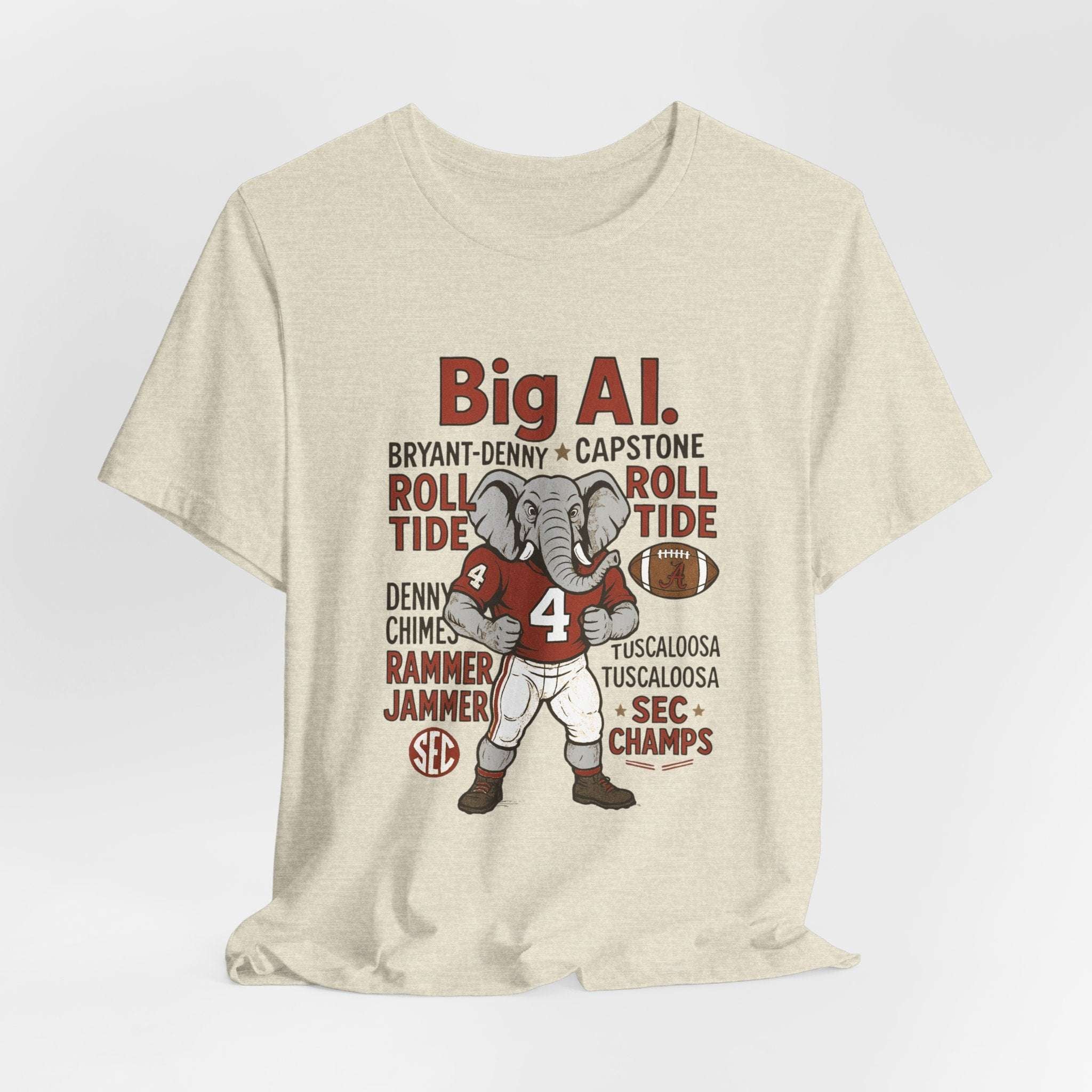 “Alabama Crimson Tide Big Al T-Shirt – Roll Tide Mascot Collage Game Day Shirt”.
