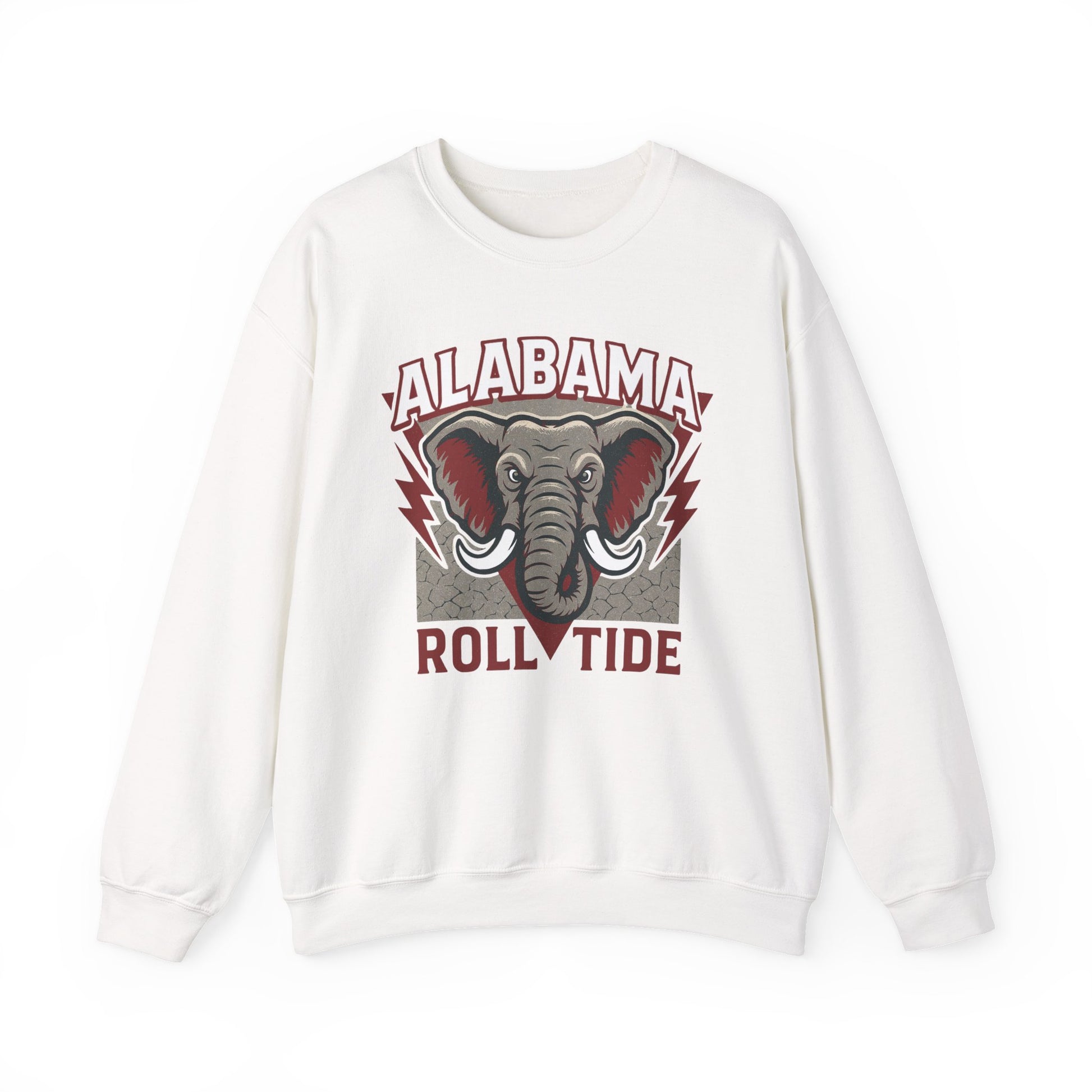 White Alabama Crimson Tide sweatshirt with vintage elephant mascot graphic and Roll Tide text – Antler & Ivy