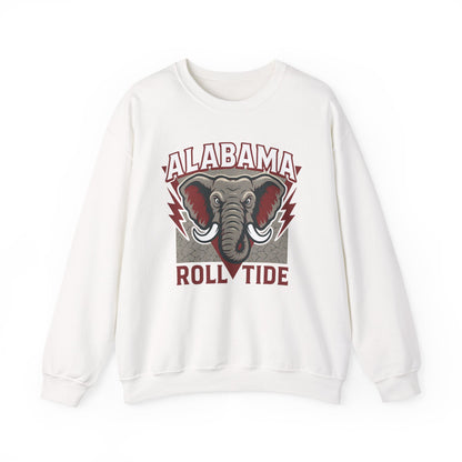 White Alabama Crimson Tide sweatshirt with vintage elephant mascot graphic and Roll Tide text – Antler & Ivy