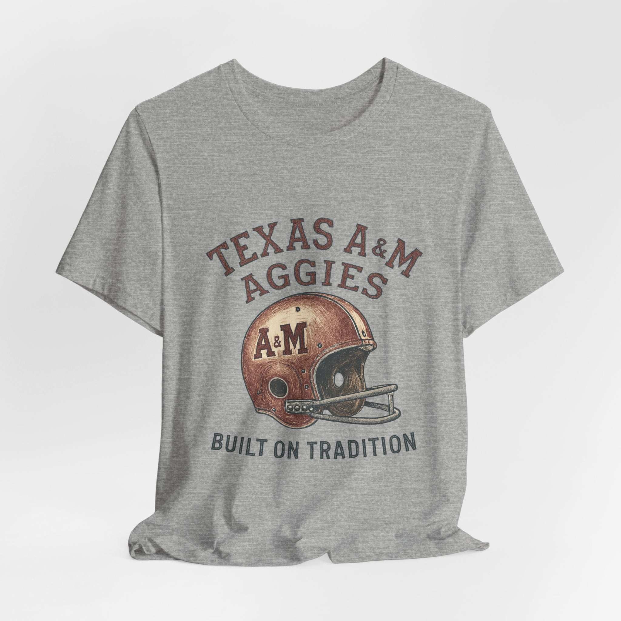 “Texas A&M Aggies Vintage Helmet T-Shirt – Built on Tradition Game Day Shirt”.