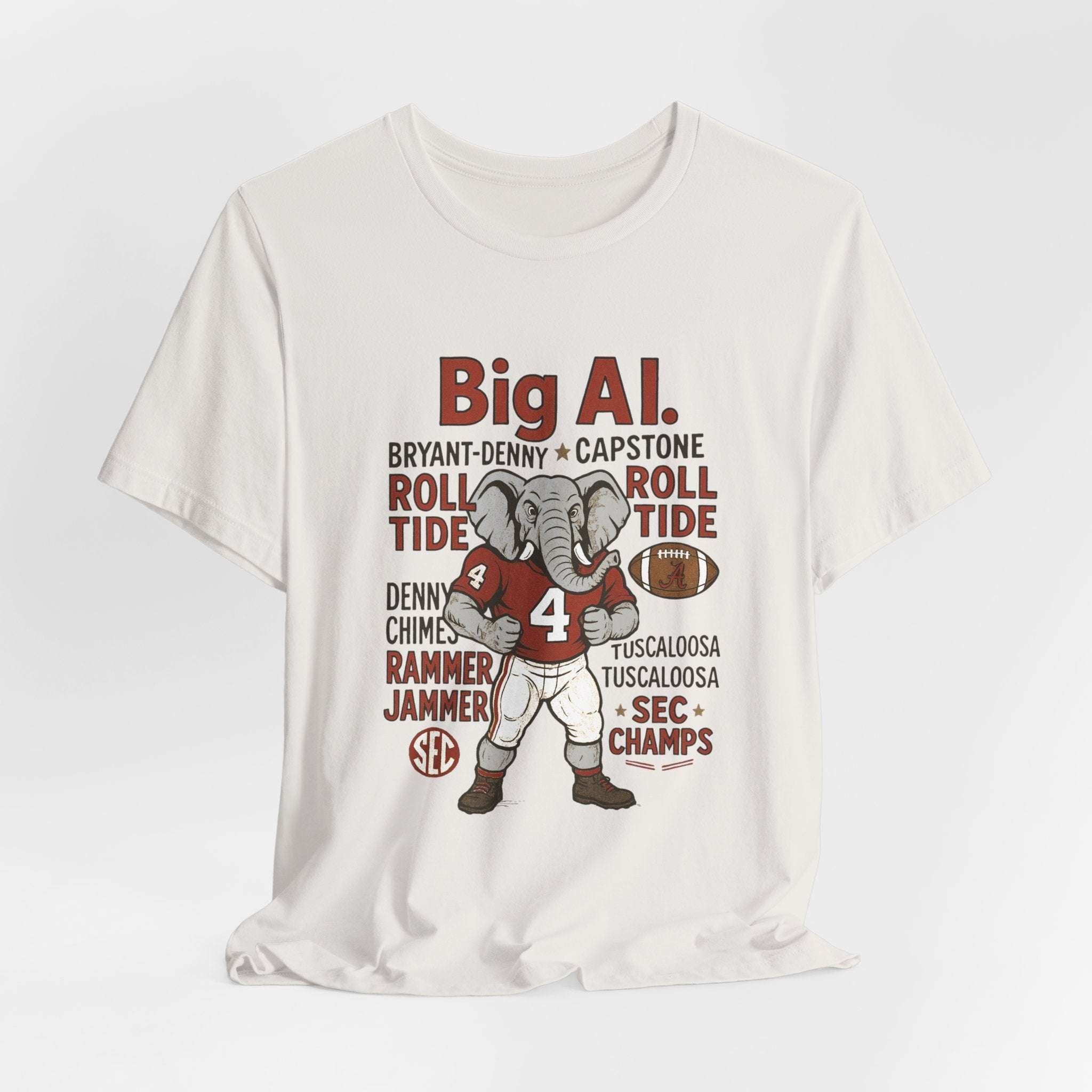 “Alabama Crimson Tide Big Al T-Shirt – Roll Tide Mascot Collage Game Day Shirt”.