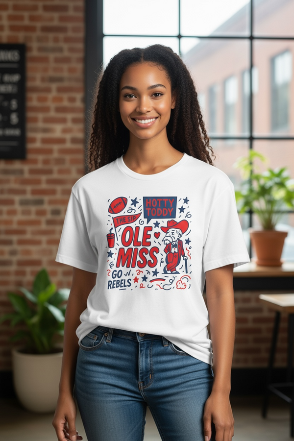 White Ole Miss Rebels Hotty Game Day Shirt