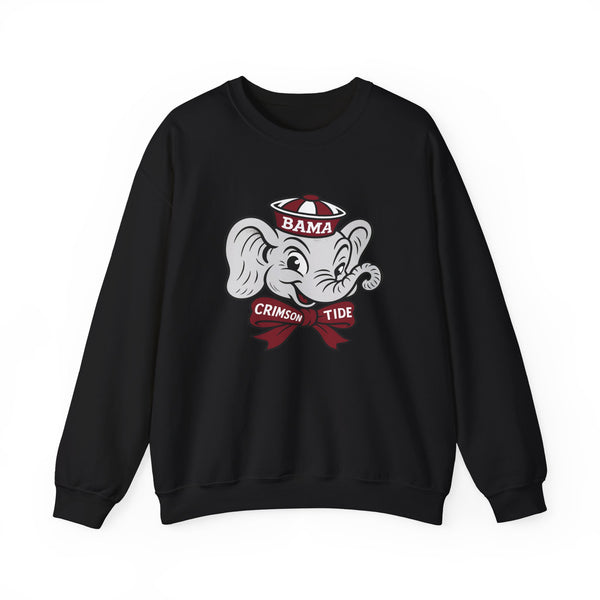 Alabama Crimson Tide sweatshirt with vintage Big Al elephant mascot graphic in crimson