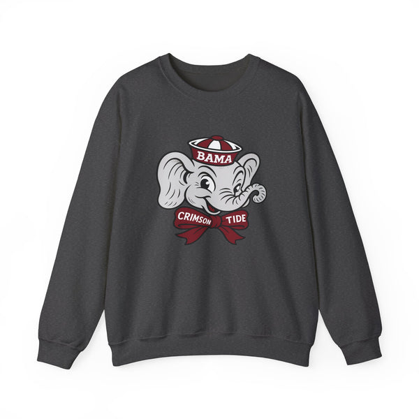 Unisex Alabama gameday sweatshirt in white with retro mascot design for men and women
