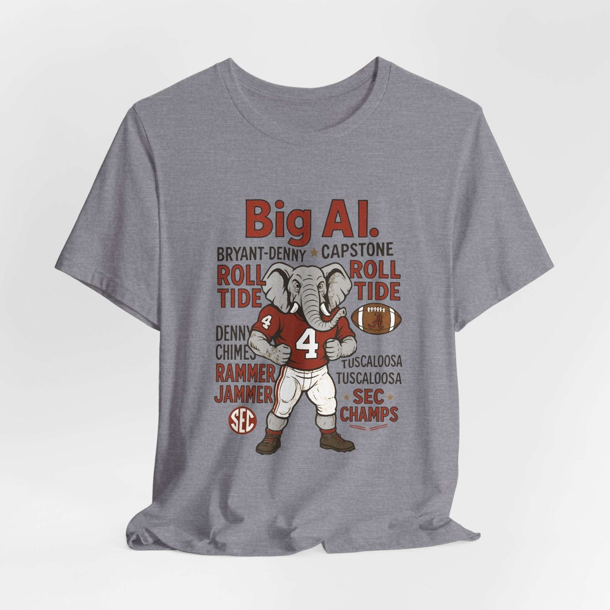 “Alabama Crimson Tide Big Al T-Shirt – Roll Tide Mascot Collage Game Day Shirt”.