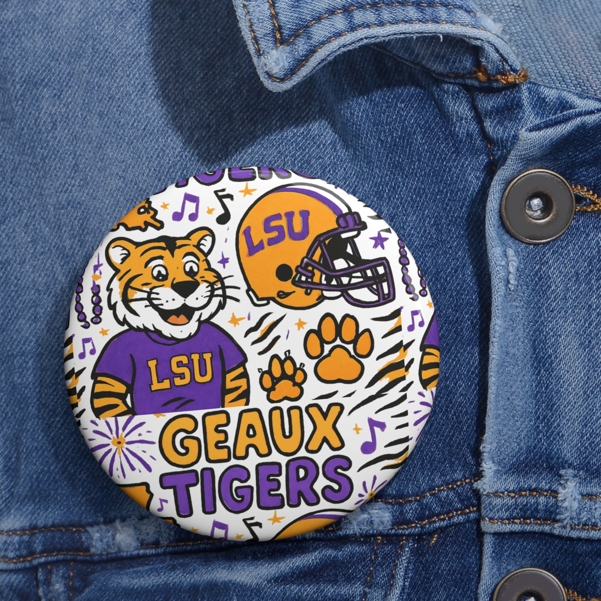 Pin Buttons LSU Geaux Tigers Game Day