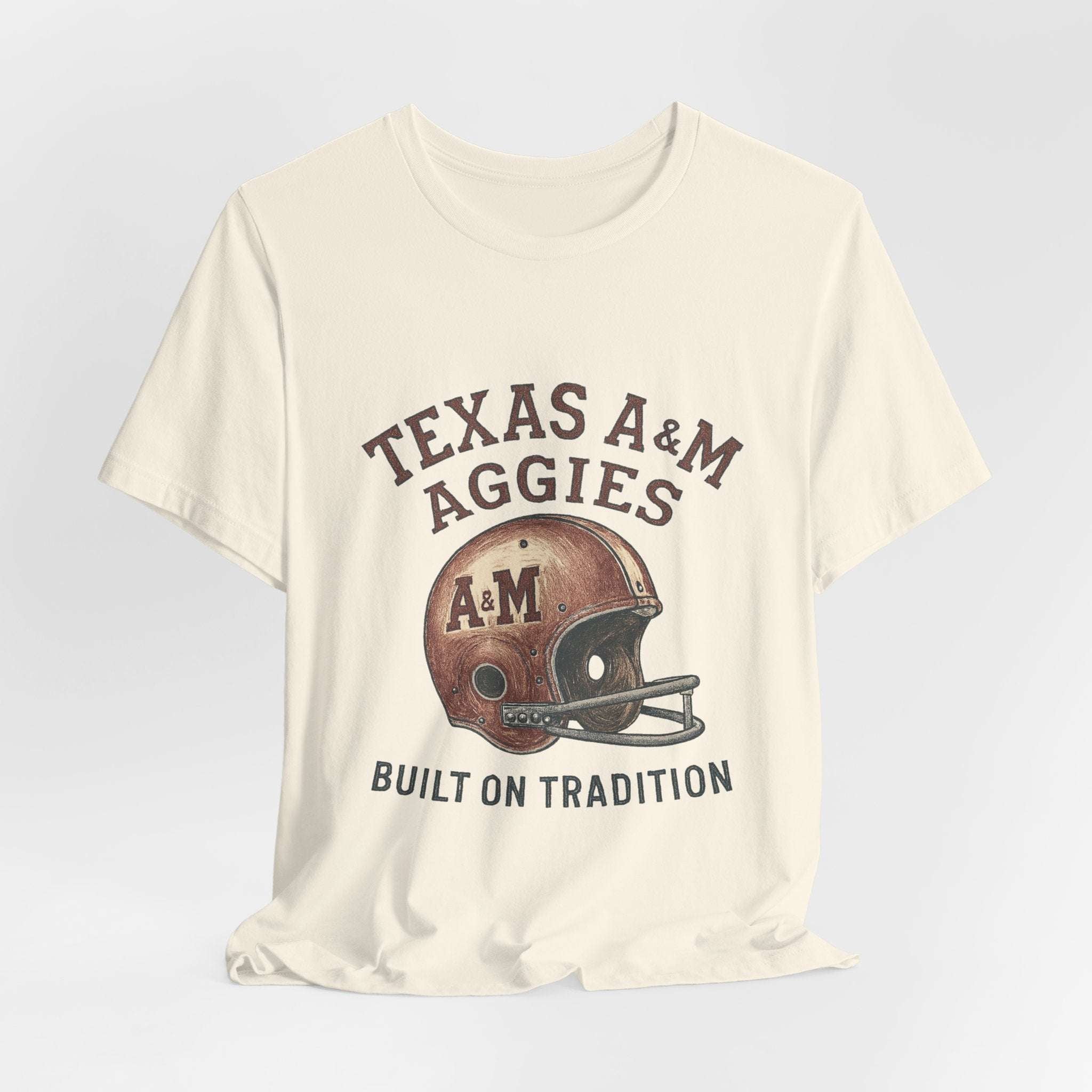 “Texas A&M Aggies Vintage Helmet T-Shirt – Built on Tradition Game Day Shirt”.