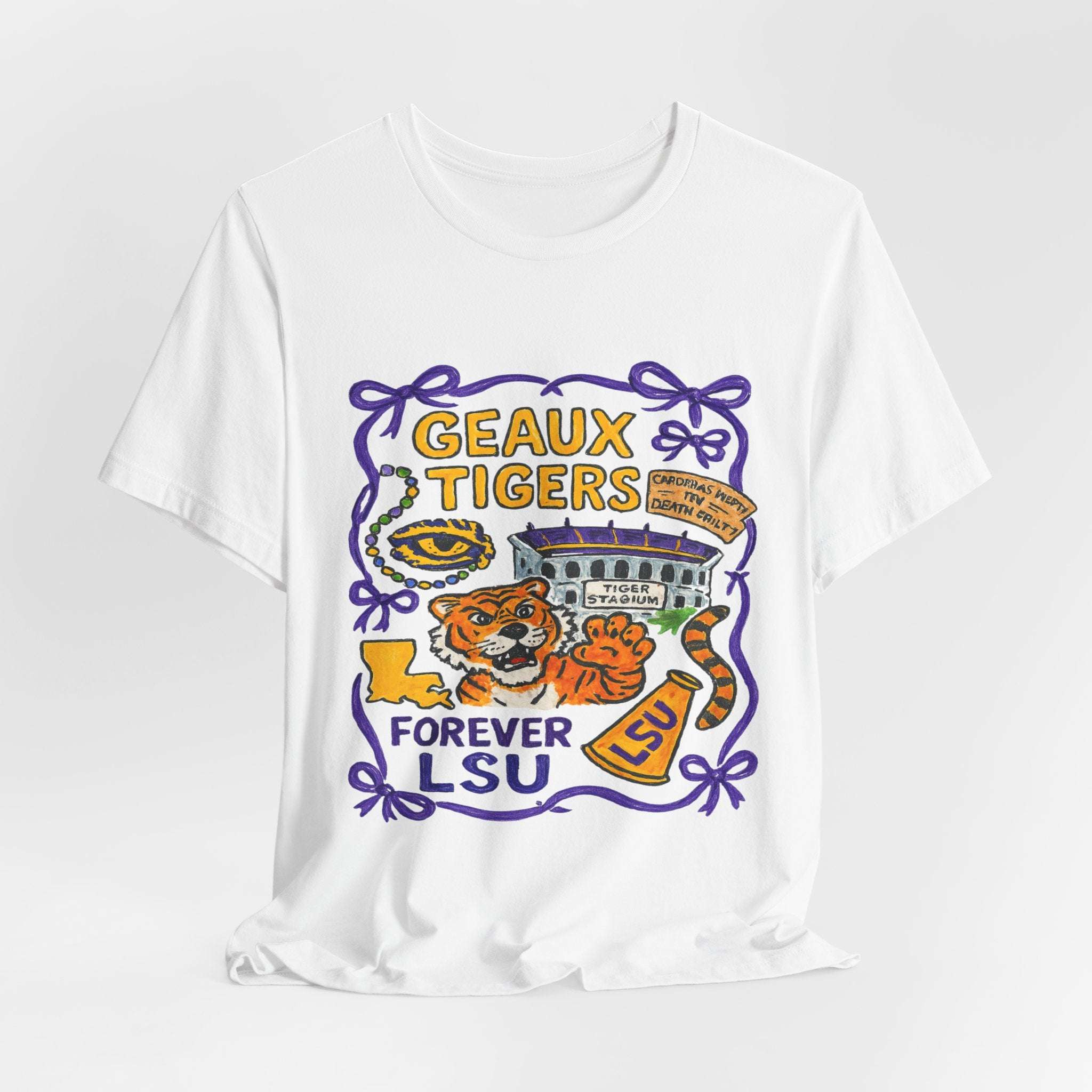 “LSU Tigers Geaux Tiger Stadium Collage Game Day Shirt”.