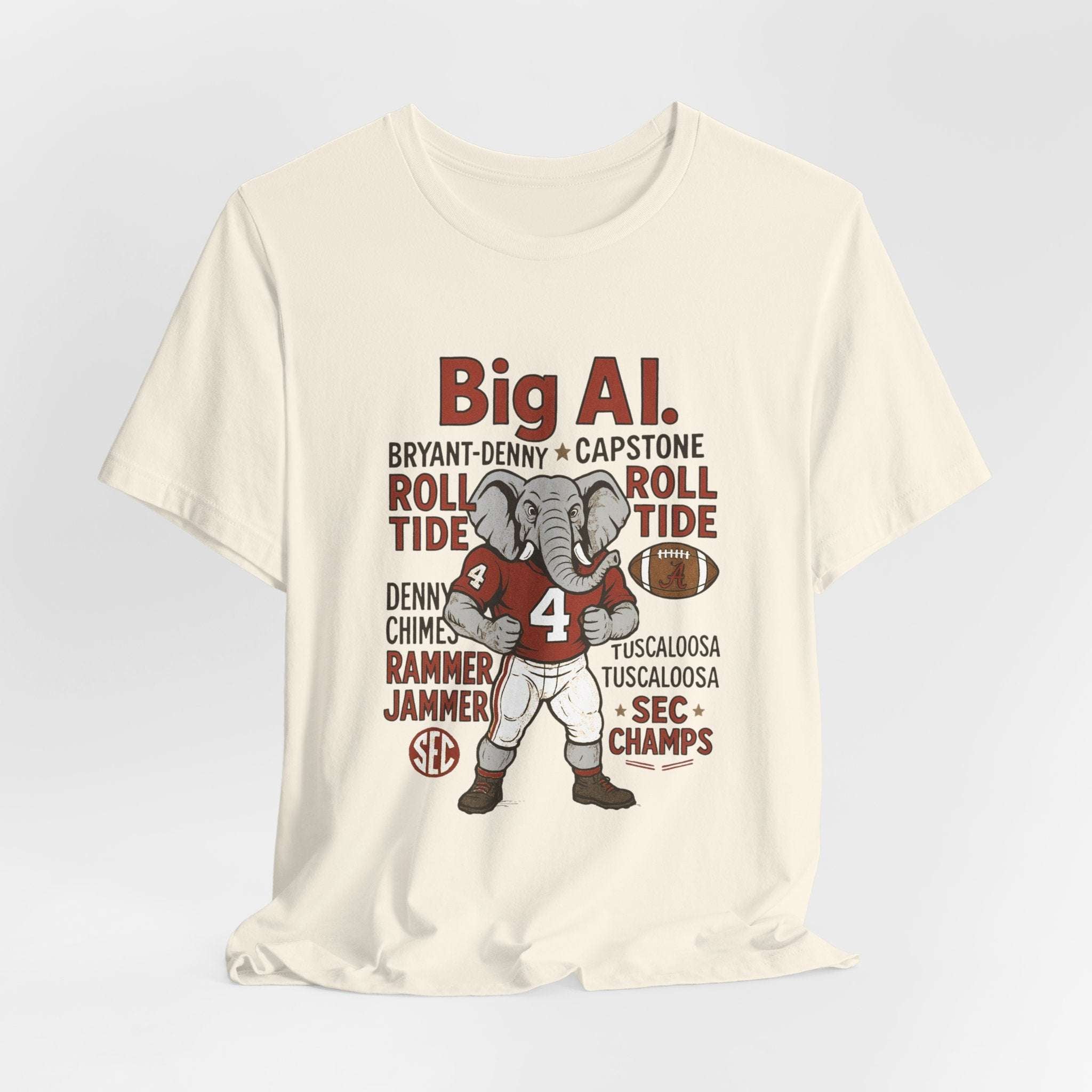 “Alabama Crimson Tide Big Al T-Shirt – Roll Tide Mascot Collage Game Day Shirt”.