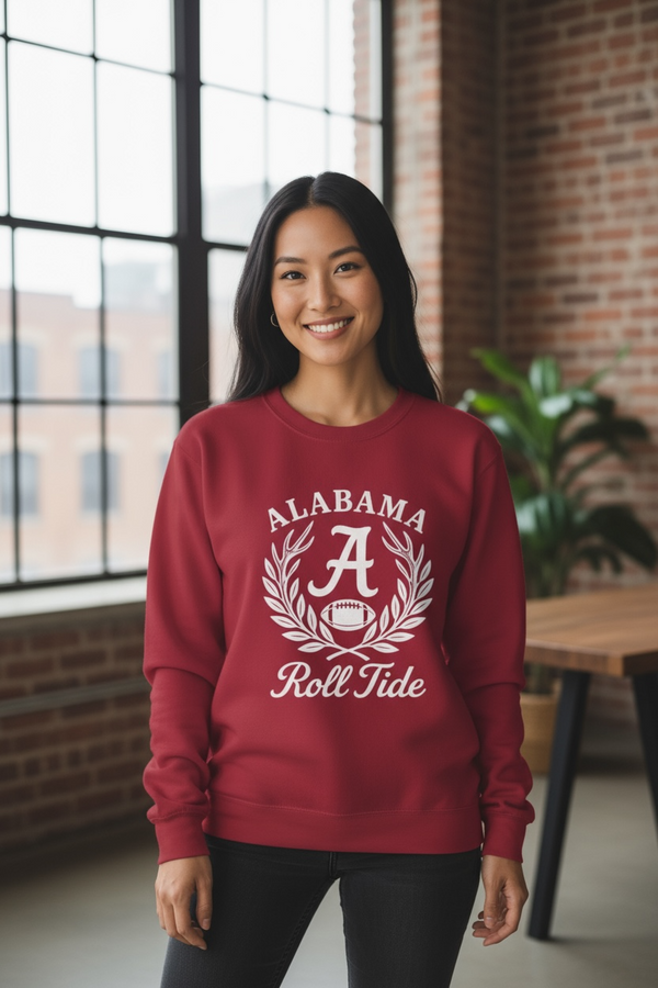 Crimson red Alabama Crimson Tide Roll Tide sweatshirt with laurel wreath and football graphic – Antler & Ivy