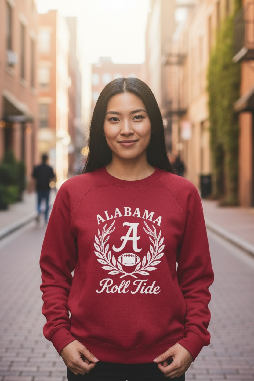Crimson red Alabama Crimson Tide Roll Tide sweatshirt with laurel wreath and football graphic – Antler & Ivy