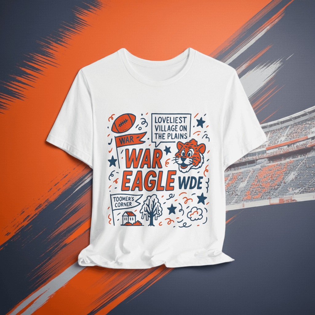 “Auburn Tigers War Eagle Doodle T-Shirt.