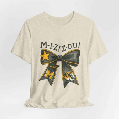 “Mizzou Tigers Bow T-Shirt – Missouri Game Day Shirt Black & Gold Cheer Bow”