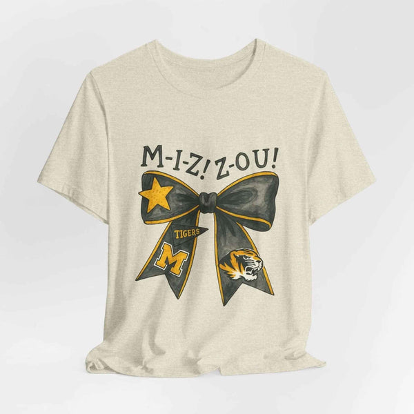 “Mizzou Tigers Bow T-Shirt – Missouri Game Day Shirt Black & Gold Cheer Bow”