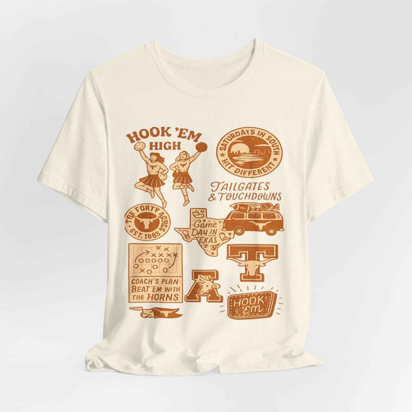 “Texas Longhorns Retro Doodle Game Day  T-Shirt –