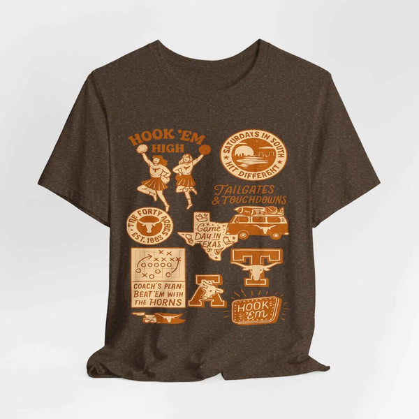 “Texas Longhorns Retro Doodle Game Day  T-Shirt –