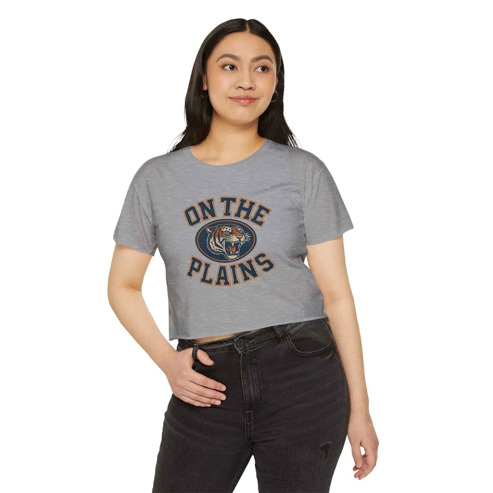 Gray On The Plains Auburn Crop Top Tee - Women's Auburn Tigers on the Plains