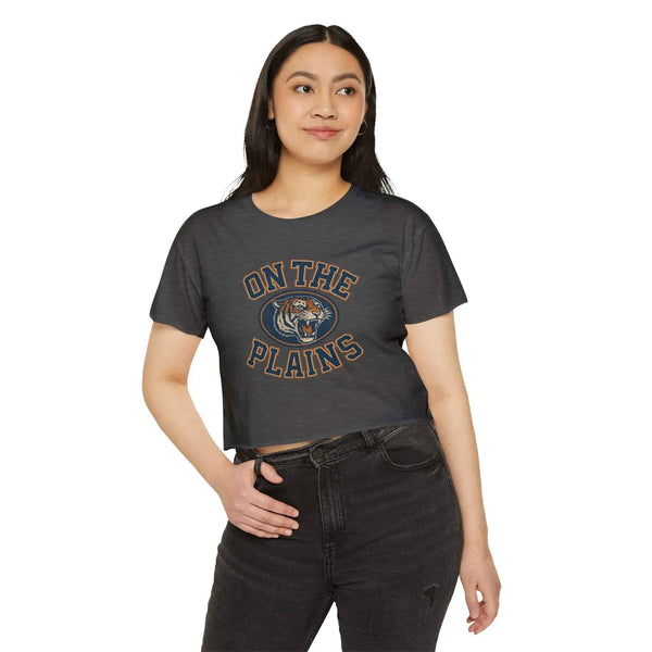 Dark Heather Gray On The Plains Auburn Crop Top Tee - Women's Auburn Tigers on the Plains